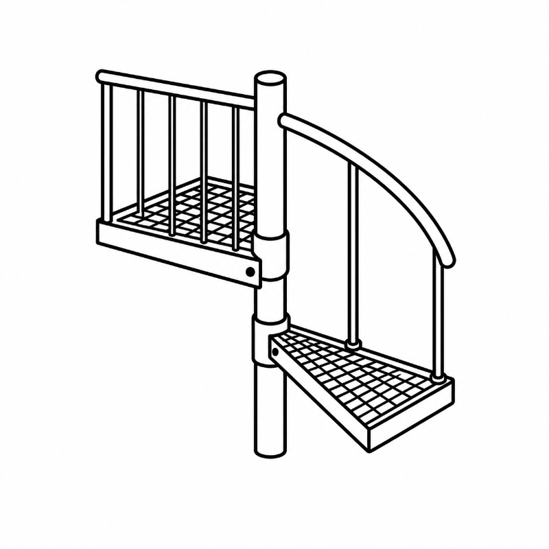 Spiral Staircase Tread, Handrail & Platform
