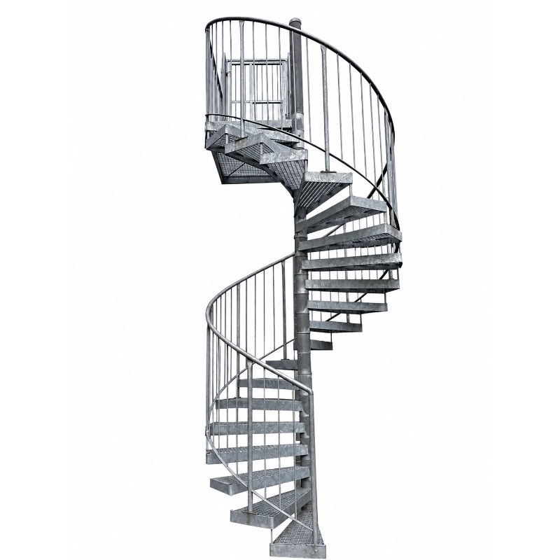 Galvanized steel spiral staircase for architectural applications