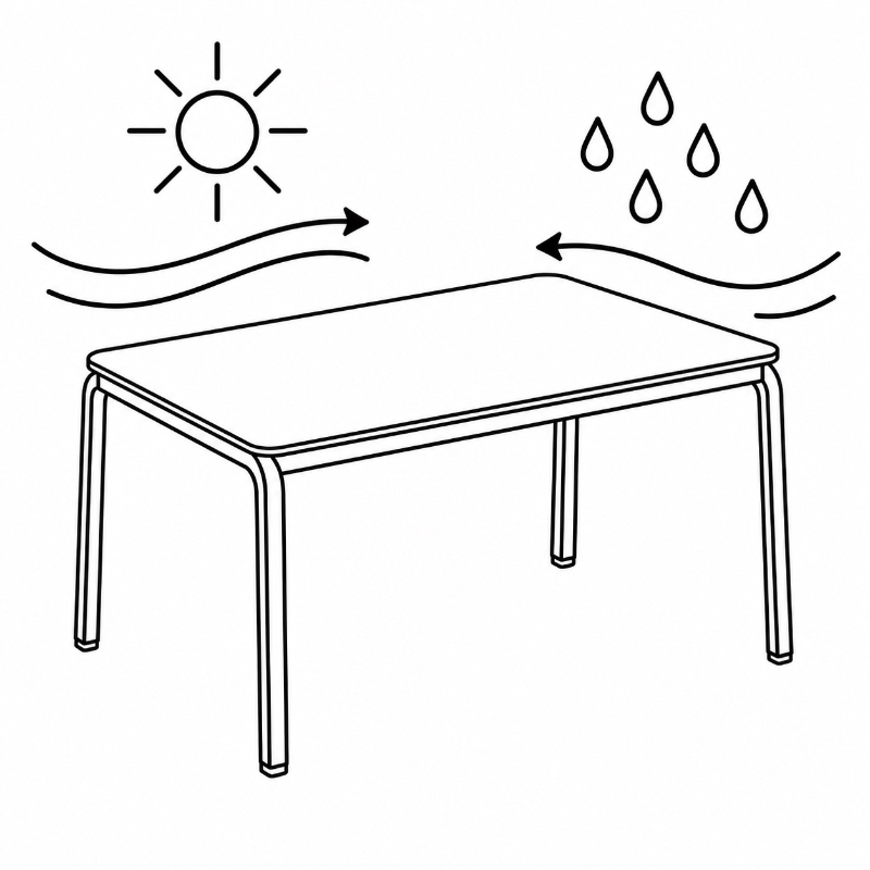 Steel Outdoor Table Weather Exposure